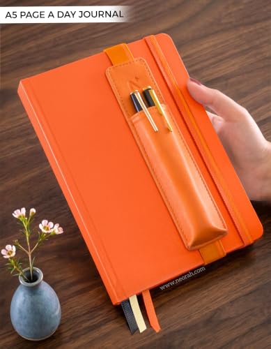 Image of NEORAH -A5 PLAIN | 368 Pages - 110 Gsm |PAGE A DAY JOURNAL (21x14.8 cm)-Hardcover Unruled Notebook |Back Pocket |3 Silk Book Mark - Completely HANDMADE for Journaling,writing- ORANGE