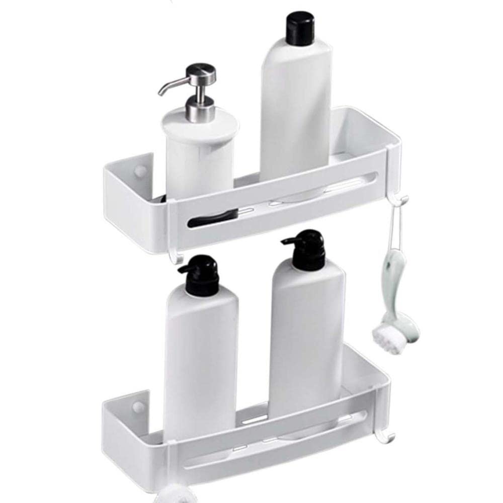 Estante de baño estante de baño montado en la pared sin taladro aluminio blanco