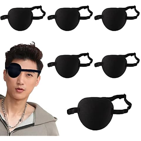 6 Stücke Augenklappen Schwarze Augenklappe Elastische Augenklappe Visuell Korrigiert Augenabdeckungen Verstellbar Augenklappen Mit Schnalle für Erwachsene Und Kinder Amblyopie Faule Augenklappen Cover