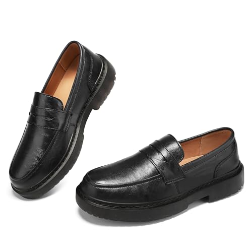 BEAUSEEN Women's Penny Loafers Slip On Comfortable & Lightweight Driving Moccasins Casual Office Work Flats Cute Business Dress Shoes, Black, 7.5 US
