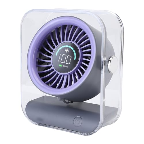 Ventilateur de bureau USB portable LED rechargeable violet 3000mAh