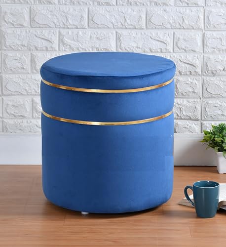 Image of Ottoman Stool for Living Room Pouffes for Sitting Ottoman Pouffes Puffy Stool Dressing Table Footstool Ottomans Chair (18 Inch Height, Blue)