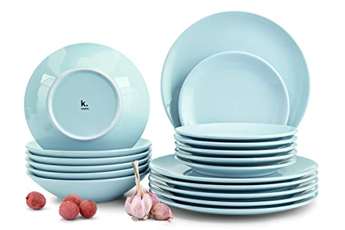 konsimo Geschirrset 6 Personen - LUPIN Teller Set Moden 18 Stück - Tafelservice - Service & Geschirrsets - Kombiservice 6 Personen - Service Set für Familie - Geschirr Bunt - Plates - Essgeschirr Cover