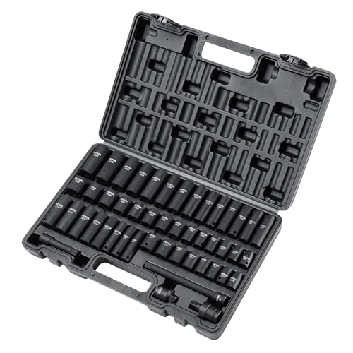 VEVOR Coffret douilles percussion 48 pcs 3/8", SAE métrique
