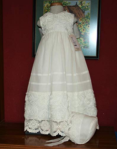 Faldón mantilla bautizo beige confeccionado en muselia, incluye gorrito Talla 6/9 meses...