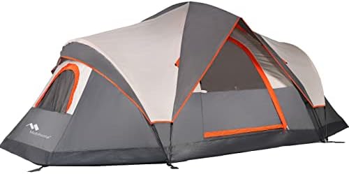 Mobihome Instant pop up Tents for Camping Setup in 60 Seconds, Quick Pop up Tent with Waterproof Rainfly, Mesh Roofs,Door & Windows for Excellent Ventilation Dome Tent - 13.5' x 7',Grey