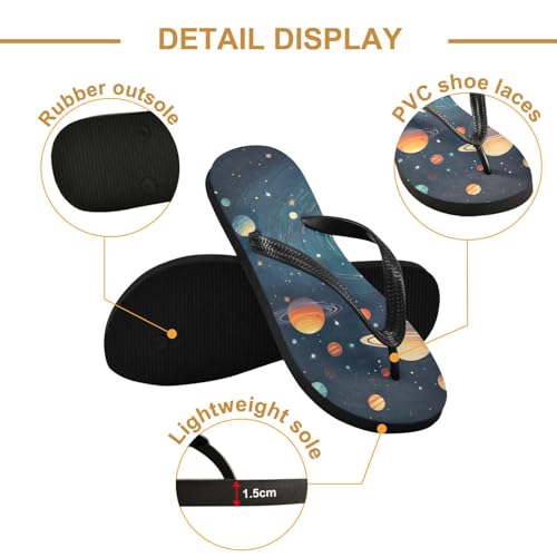 Womens Flip Flops Space PlanetsNon-Slip Casual Beach Slippers Rubber Sandals214B31132