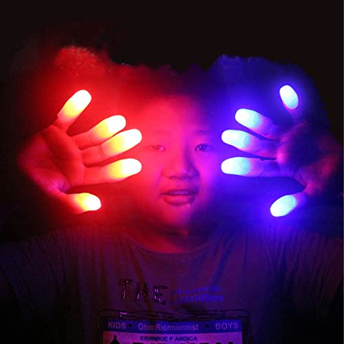 10 magische Daumenlichter, leuchtende Fingerlichter, Spielzeug-Fingerabdeckungen, magische Requisiten, gefälschte Fingerlichter, für Zaubershows, Partys, Jubel usw. (rotes Licht, blaues Licht)