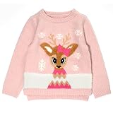 QianSiLi Girls Christmas Sweater Cute Funny Reindeer Snowflake Holiday Santa Clause Knitted Cozy Swe