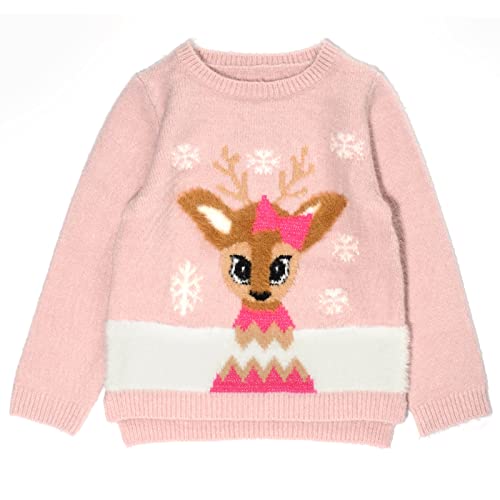 Qiansili Girls Christmas Sweater Cute Funny Reindeer Snowflake Holiday Santa Clause Knitted Cozy Sweater Pink #TOP26