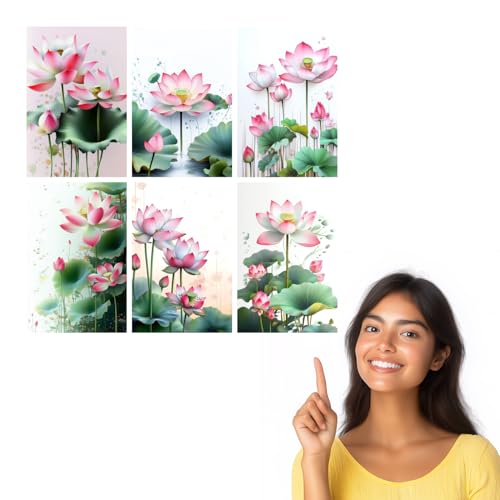 Image of SiddArtify Lotus Flower Wall Art Poster Print Set - Botanical Floral Decor for Bedroom Living Room Office - 12x18 inch Board Pack of 6
