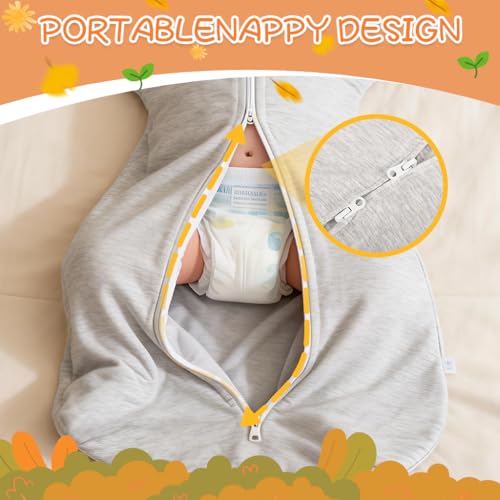 Image of SNOWIE SOFT Baby Swaddles for Newborns 0-6 Months, Soft Bamboo Fiber Baby Swaddle Wrap for Newborns Arms Up Baby Sleeping Blanket Zip Baby Sleeping Bag Newborn Sleep Sacks for Startle Reflex