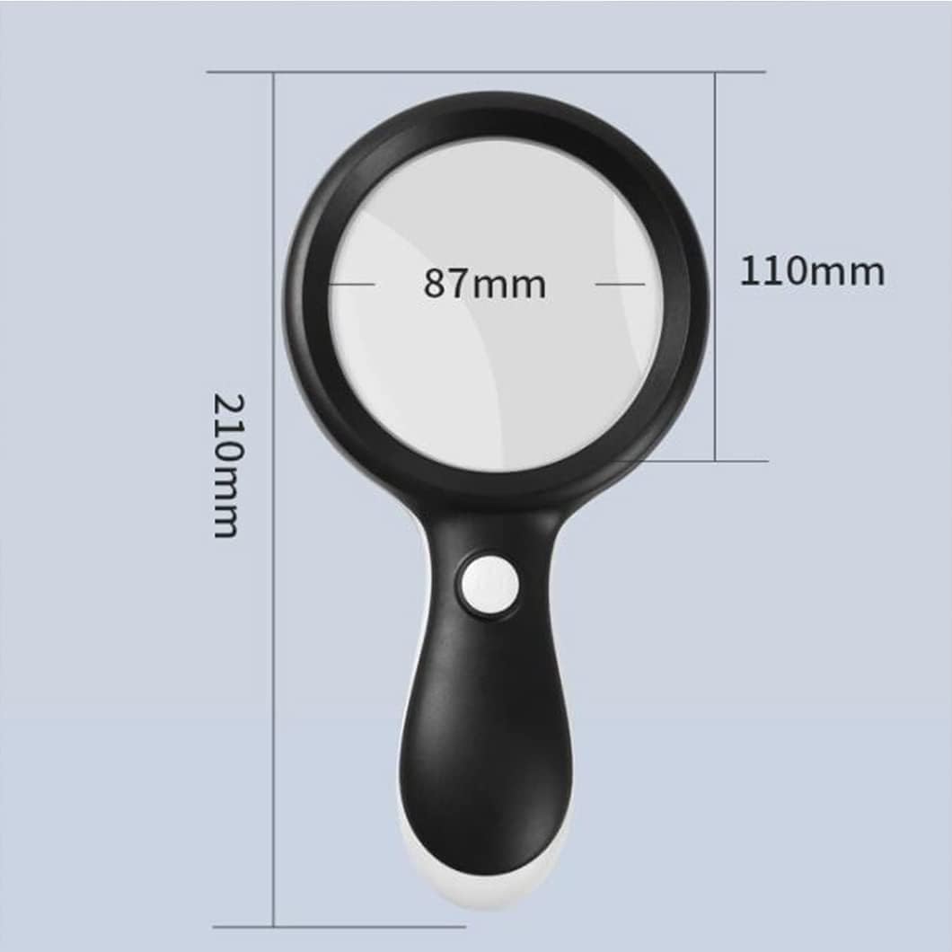 Magnifying 30X Handheld Magnifying Glass with 18 LED Illuminated Lighted,Seniors Shatterproof Magnifier for Macular Degeneration,Seniors Reading,Soldering,Inspection,Coins White Glasses (Black )