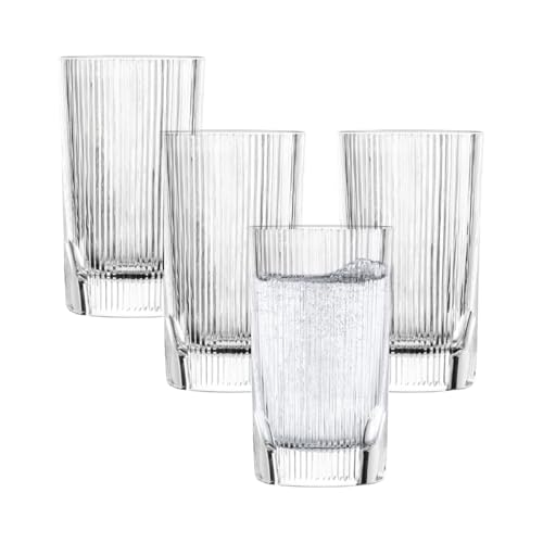 Schott Zwiesel Vaso Allround Fave (juego de 4), vaso moderno con borde estriado y recortes, vasos de cristal aptos para lavavajillas (art. nº. 124304), Kristall