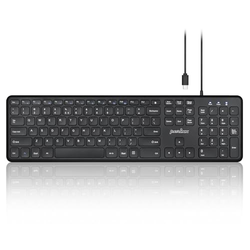 Perixx PERIBOARD-210C Wired Full-Size USB C Keyboard with...