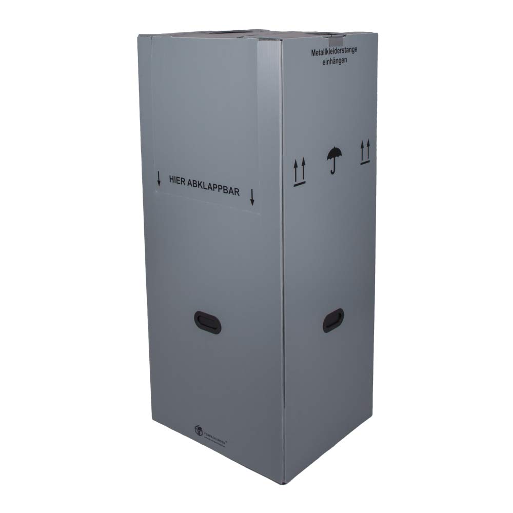 BB-Verpackungen 6 Kleiderboxen Kunststoff 600 x 510 x 1350 mm inkl. Kleiderstange Kleider Karton
