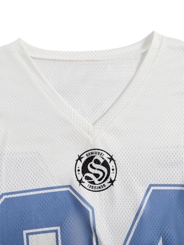 Image of RoseSeek Women's Jersey Shirts Number Graphic V Neck Football T Shirts Tops