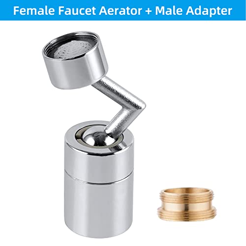 Image of 720 Degree Swivel Sink Faucet Aerator, Dual Function Kitchen Faucet Aerator, Stainless Steel, Brushed Finish, WaterSense Certified, 55 /64 Inch-27UNS Female Thread