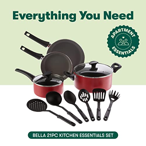 image for BELLA Cookware Set, 12 Piece Pots and Pans with Utensils, Nonstick Scr