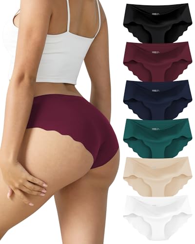 Seamless Underwear for Women No Show Full Coverage Panties Breathable Briefs Low Rise Sexy Wavy Edges Briefs