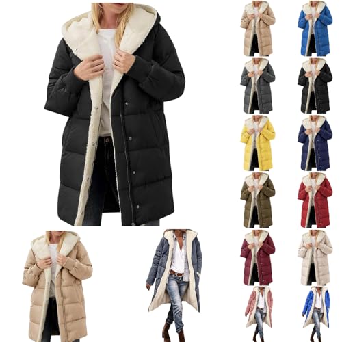 Womens Sherpa Fleece Lined Long Down Jackets Shearling Reversible