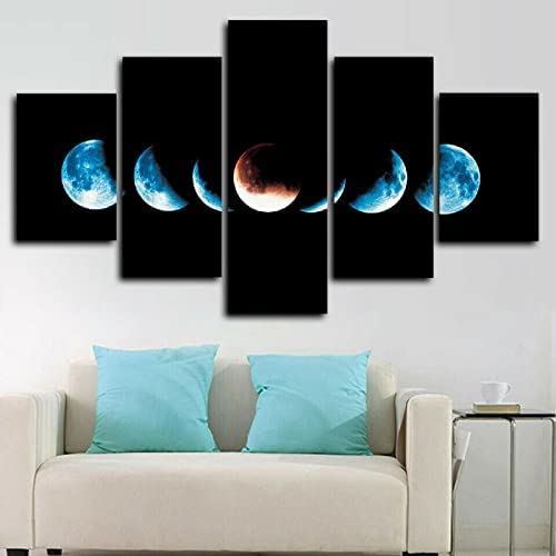 Tableau mural 5 panneaux cycle lunaire : habillez vos murs vides avec style 100x50cm