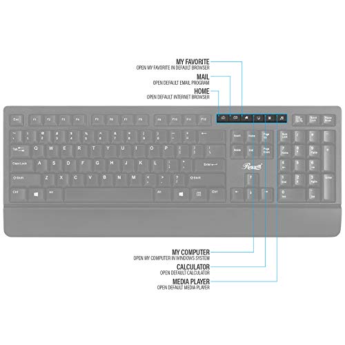 Rosewill Wireless Office Keyboard Mouse Combo, Long Battery Life, Slim