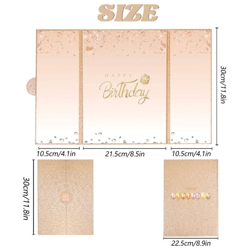 Image of Crenics Champagne Gold Birthday Decorations for Women, Creative Birthday Guest Sign in Book Alternative, Happy Birthday Signature Book 18 inch x 12 inch, Awesome Birthday Gifts for Girls
