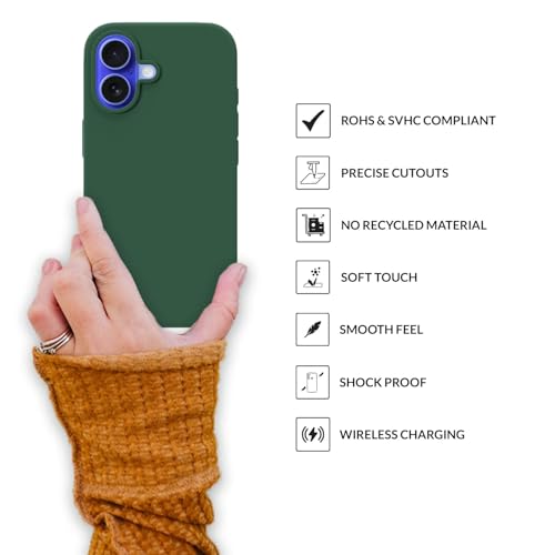 Image of SPRIG Compatible with iPhone 16 Premium SilkTone (Liquid Silicone) Back Cover Drop Tested Shock Proof Mobile Case for Men, Women, Boys and Girls with Camera Protection (Green)