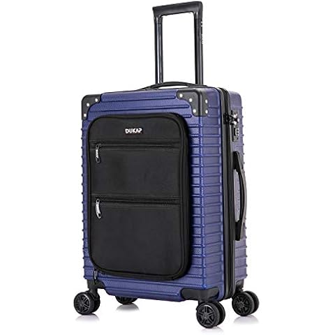 DUKAP TOUR Luggage with Integrated USB Port and Spinner Wheel | Spacious Travel Suitcase with TSA Lock and Ergonomic GEL Handle | 20 Inch Carry-On Hardside Luggage | Blue Cover