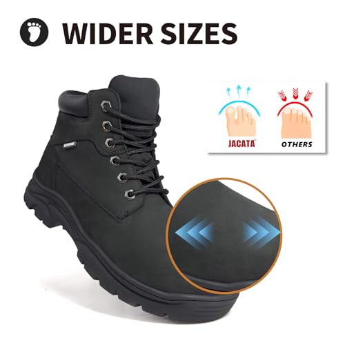Image of Jacata Men's Work Boots for Construction Waterproof Slip Resistant Leather