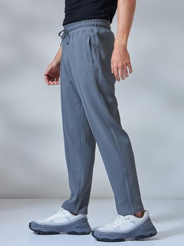 Image of Bewakoof Men's Solid Regular Fit Cotton Blend Track Pants