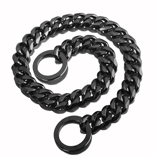 Collier pour chien noir maillons cubains : la solution anti-traction et durable