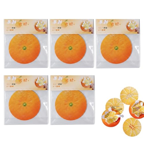 Fruit Sticky Notes - Orange Memo Pads Cute Stationery Set | 5pc Pack 8cm Adhesive Notes Fun Desk Organizer School Office Home St