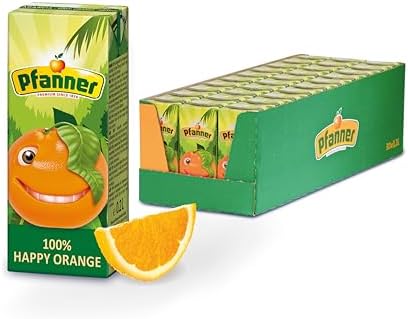 Pfanner Happy Orange (30 x 200 ml) – 100% Orangensaft für Kinder im Trinkpäckchen – ohne Zuckerzusatz - Vorratspack