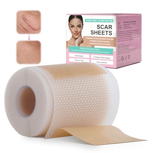 QaZanteiar Tiritas de silicona 4 x 150 cm Tiritas de silicona para cubrir cicatrices Hipoalergénicas Reutilizables Tiritas de silicona precortadas e impermeables