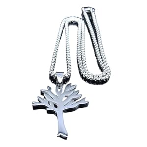 [Njdkadey] Life Tree Pendant Necklace Stainless Steel Clavicle Chain Decorative Adjustable Length Neck Chain for Women and Men