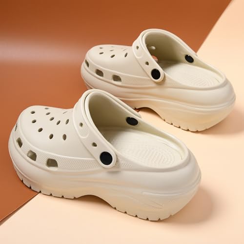 Fashion Comfortable Platform Clogs for Women, 5 to 7CM Height - Increasing, Cloud Slides, Casual Pillows Sandals, Beach Shoes, Cute Sandals (Black,8.5)2