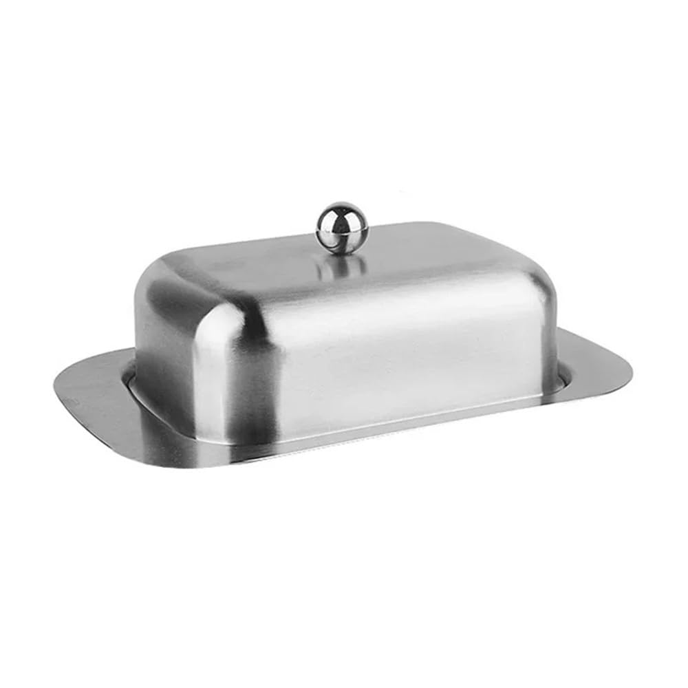 Zyyanshop One Color Butter Dish Butter Organiser Stainless Steel Dish With Lid Restaurant Kitchen Tableware
