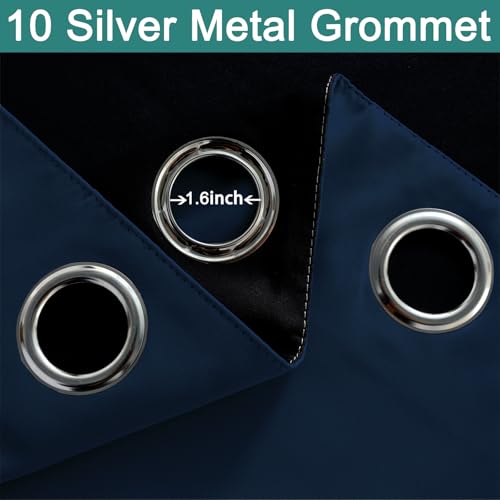 Image of Yakamok Navy Blue Blackout Patio Door Curtain Panels W70 x L84, 1 Panel | Noise Reducing Barrier Panel for Sliding Glass Door, 2 Thick Layers Heat Full Light Blocking Patio Door Drapery