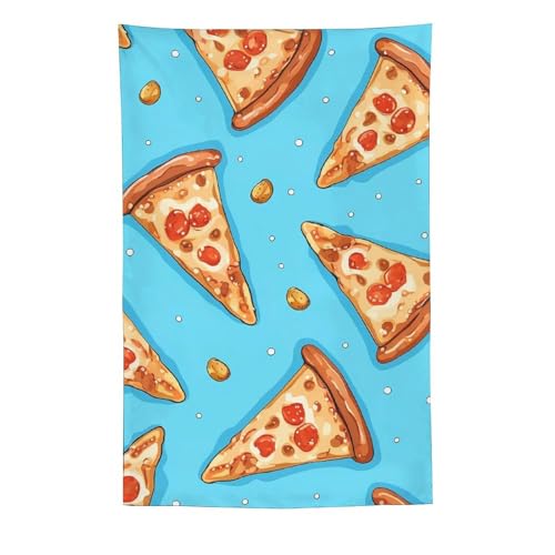 Tapisserie murale pizza bleu clair pour créer une ambiance ado et étudiante dans une chambre