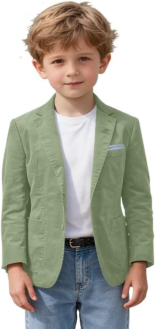 Boys Corduroy Blazer Jacket Retro Slim Fit Formal Sport Coats for Kids Winter Tuxedo for Wedding Party