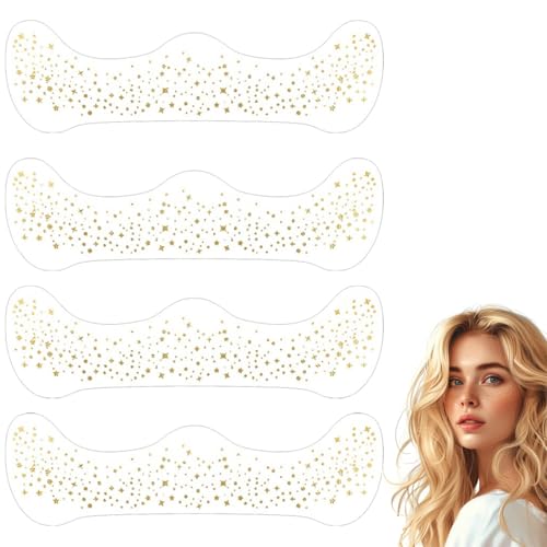 JRYXDS 4 Unidades Resistentes Al Agua Estrellas Doradas Y Puntos Pegatinas Cara Brillantes Festival Tatuajes Temporales Para Espectáculos Y Maquillaje