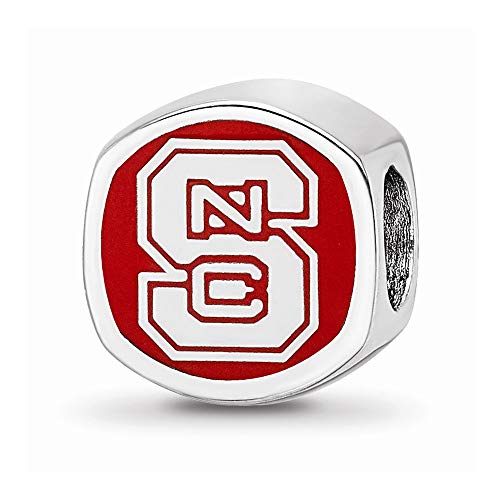 LogoArt Logo Art Sterling Silver North Carolina State U Cushion Shaped Logo Bead
