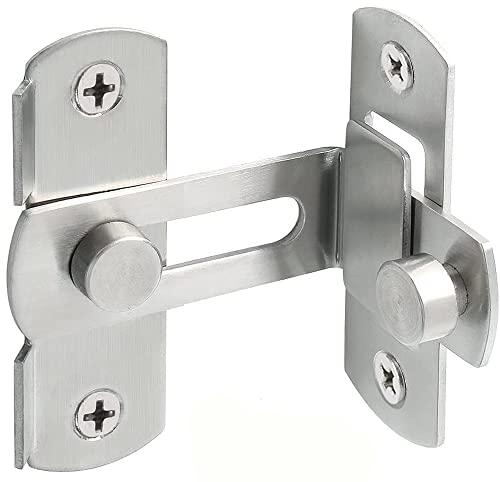 Litensh Schiebetürschloss, Türriegel Edelstahl, 90° Riegelschloss, Torriegel, Flip Slide Latch Hardware, Sicherheitstürriegel,Schlossriegel, Klein Schieberiegel, Vorhängeschlossverschlüsse, Silber 4