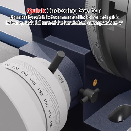3-J Chuck Indexing Head for Milling Machines, Rotary Spindle for Horizontal/Vertical Use, 1:90 Reduction Ratio, Precision Tooling Accessory for Enhanced Machining Performance