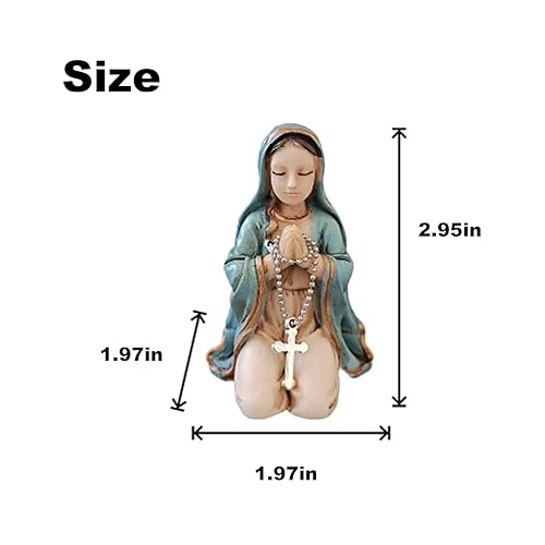 Soporte pequeño Virgen María estatua religiosa azul miniatura 3