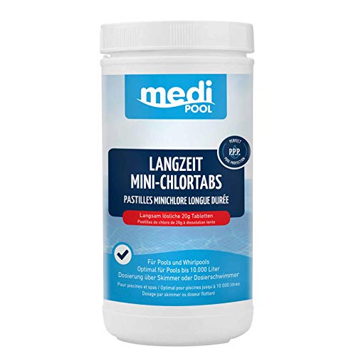 mediPOOL Langzeit-Minichlor Tabs 20 g, Chlortabletten, Chlorlangzeittabletten, Poolreinigung, Inhalt:1 kg
