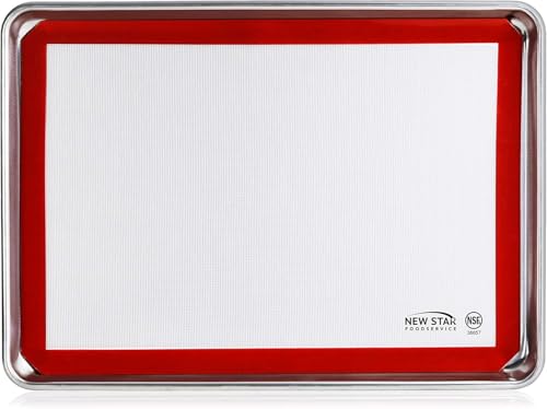 New Star Foodservice Commercial 18-Gauge Aluminum Sheet Pan and Silicone Baking Mat Set, 15 x 21 inch (Two-Thirds Size)