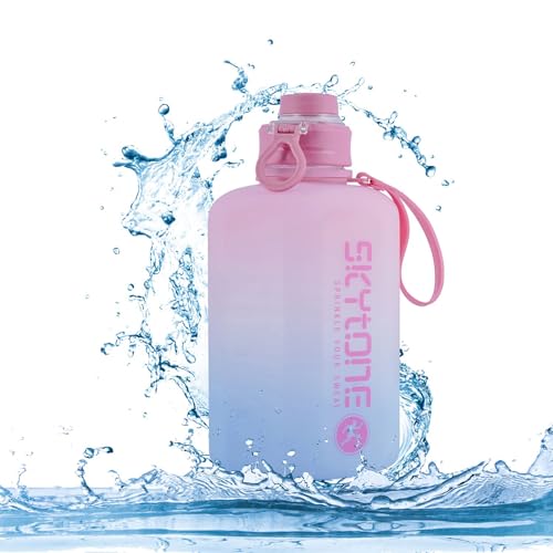 SKYTONE Water Bottle For Gym- Extra-Strong Leakproof BPA Free Large Water Jug Half Gallon Hydrate Bottle with Handle Ideal for Adults Men Sports Gym Fitness Outdoor Cycling - 2.2 Litre (Pink)